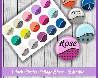 Bottle Cap Images: 1-inch Circles Collage Sheet (Digital Download)