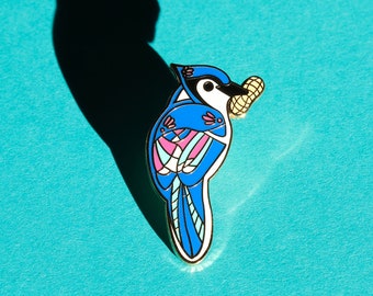 Blue Jay with Peanut- La Abuela Pin Collection