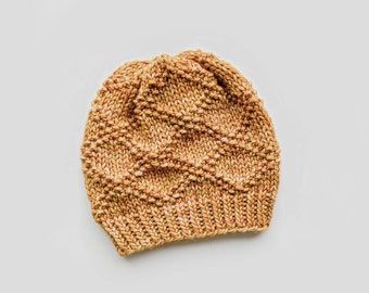 KNITTING PATTERN ⋮ Easy Knit Beanie, Quick Hat, Textured Beanie, Modern Hat ⋮ Etta Hat