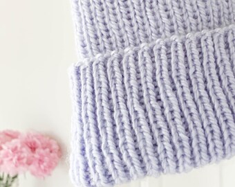 KNITTING PATTERN · Ribbed Knit Hat, Classic Knit Beanie