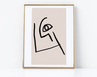 ABSTRACT FACE Poster Print, Abstract Art, Bedroom Decor, Living Room Inspiration, Minimal Modern Art, Scandinavian Art, Exhibition Poster