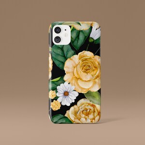 Flower Watercolor Case | Snap On Phone Case | Nature Pattern | Android Case | Yellow Florals | Natural iPhone Case