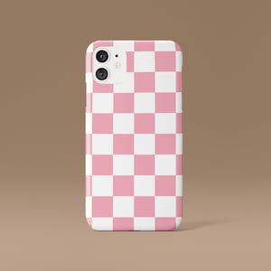 Pink and White Checkered Phone Case, iPhone XR Case Cute, Boho Chic iPhone, Luxury iPhone Case, Abstract Artwork, Tumblr iPhone Case