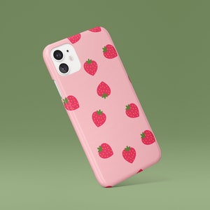PINK STRAWBERRY Phone Case, iPhone XR Case Cute, Boho Chic iPhone, Luxury iPhone Case, Fruit Artwork, Tumblr iPhone Case