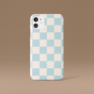 Light Blue and Cream Checkered Phone Case | Snap On Phone Case | Danish Pastel | iPhone 13 | Abstract Design | Cute Android Case | Check