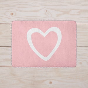 Baby Pink Heart Floor Mat | Bathroom Decor | Kitchen Mat | Home Decor | Bathroom Rug | Danish Pastel | Microfiber, Non-Slip Rugs