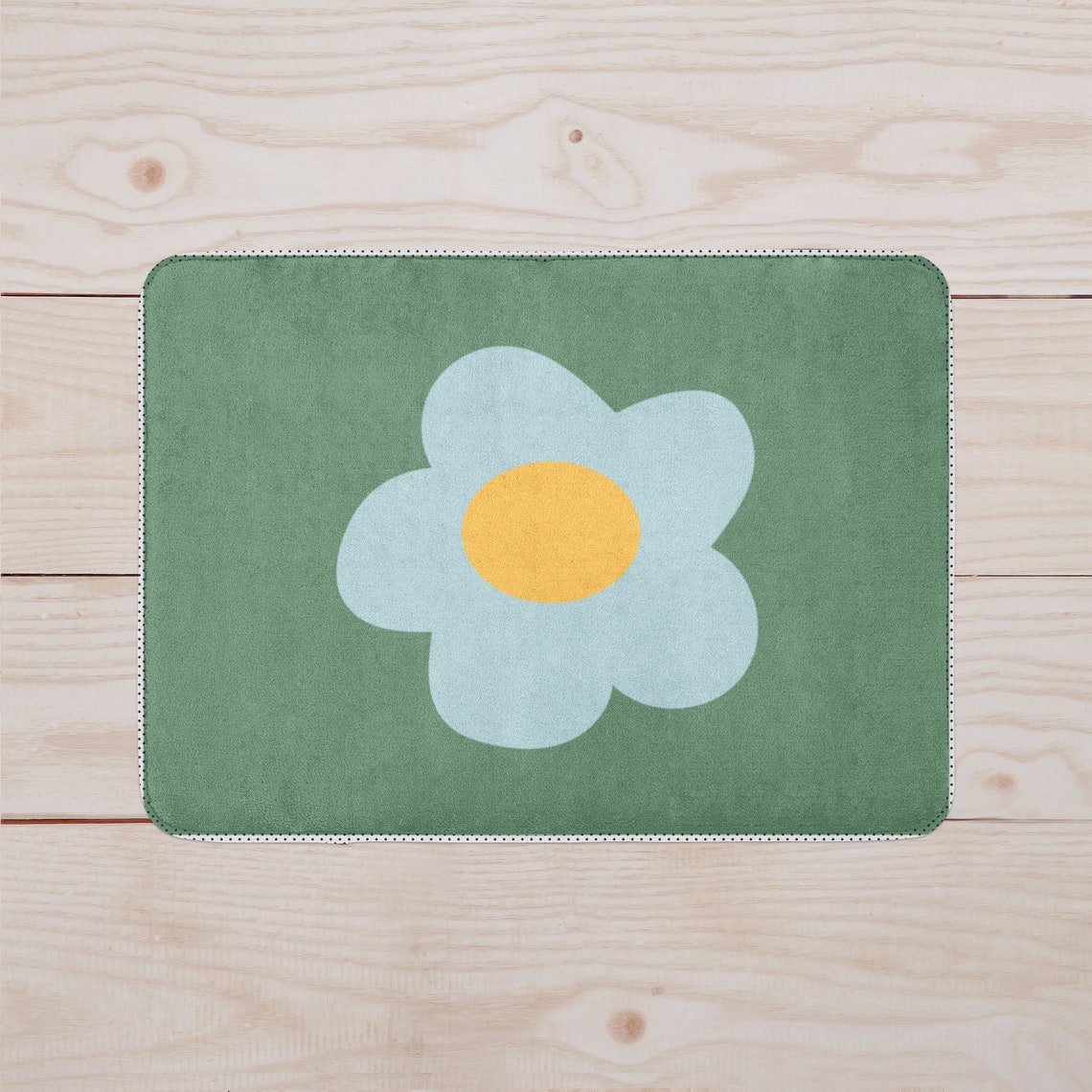 Sage Green Blue Daisy Floor Mat Bathroom Decor Kitchen Mat Etsy