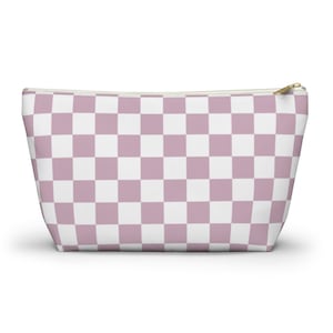 Purple and White Checker Bag | Cosmetic & Travel Bag | Checkered Makeup Bag | Canvas Accessory Pouch | Plaid Checker Print