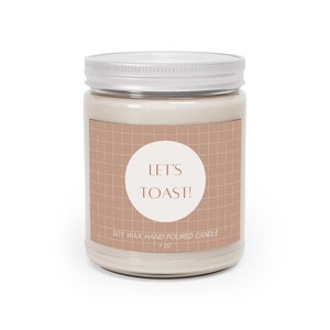 Let&#39;s Toast! Candle (Soy Wax, Hand Poured Candle 9 oz.) | Birthday Gift | Apartment Decor | Candle Favor | Boho Gift | Danish Pastel