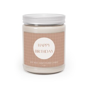 Happy Birthday Candle (Soy Wax, Hand Poured Candle 9 oz.) | Birthday Gift | Apartment Decor | Candle Favor | Boho Gift | Danish Pastel