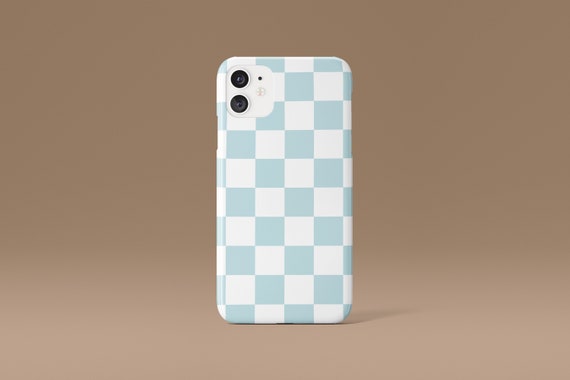 Light Blue and White Checkered Phone Case | Snap On Phone Case | Danish Pastel | Boho Chic iPhone | Abstract Design | Cute iPhone Case
