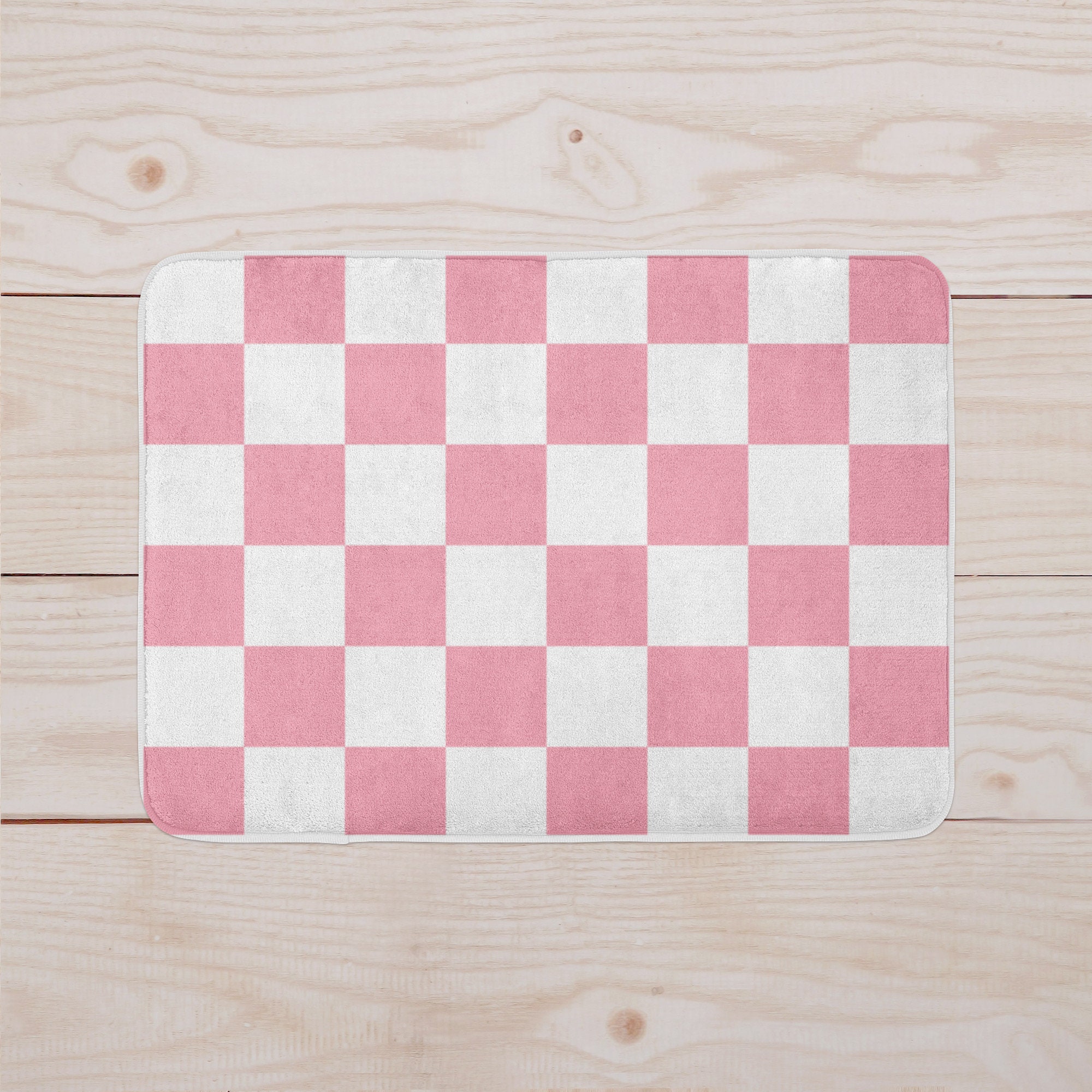 Pink and White Checkered Floor Mat | Bathroom Decor | Kitchen Mat | Home  Decor | Bathroom Rug | Danish Pastel | Microfiber, Non-slip Rugs - Etsy