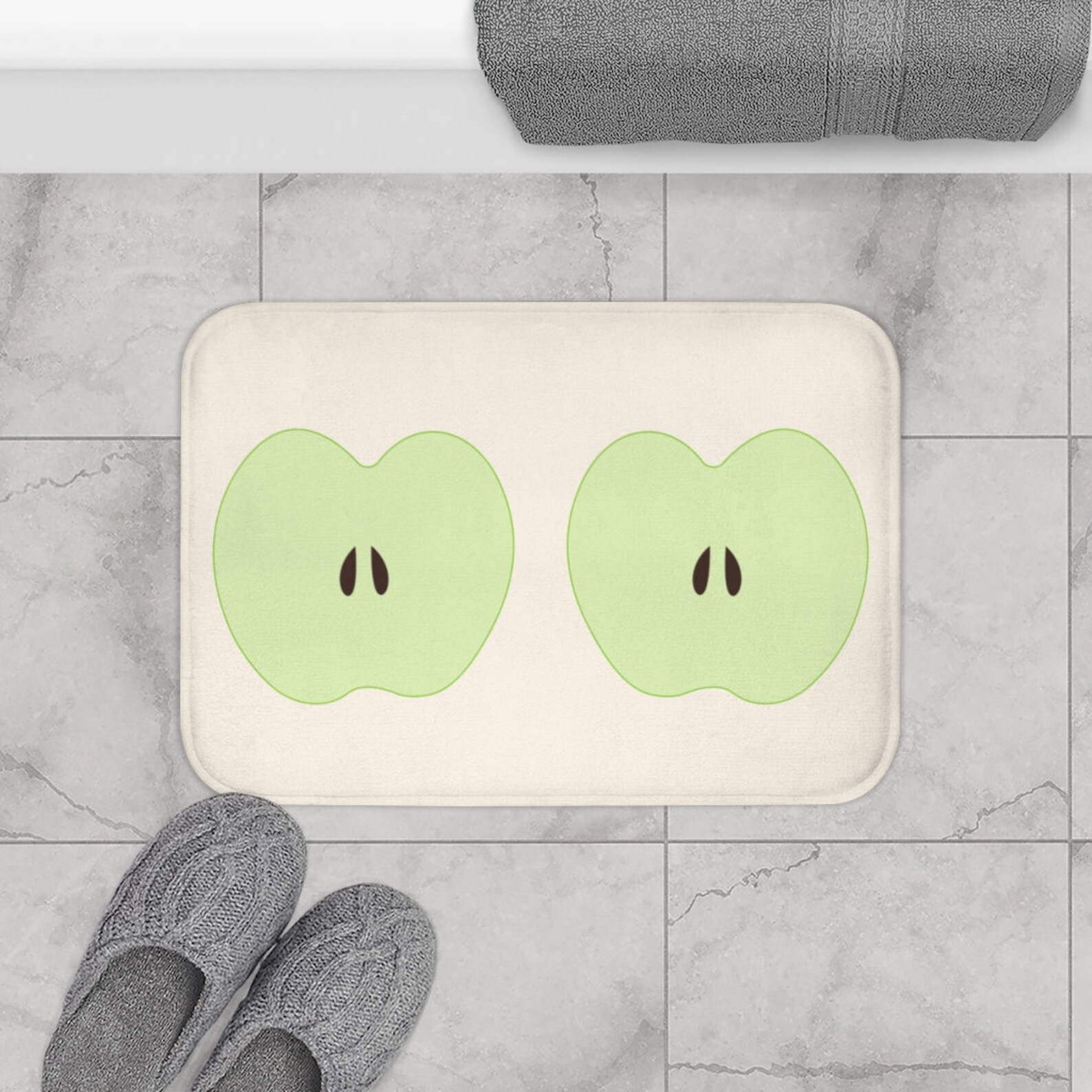 Apple Slice Core Floor Mat Bathroom Decor Kitchen Mat Etsy