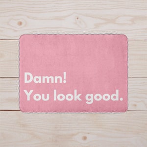 You Look Good Pink Floor Mat | Bathroom Decor | Kitchen Mat | Home Decor | Bathroom Rug | Danish Pastel | Microfiber, Non-Slip Rugs