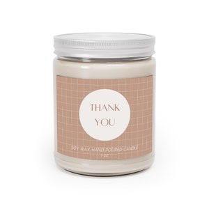 Thank You Candle (Soy Wax, Hand Poured Candle 9 oz.) | Thankful Gift | Apartment Decor | Candle Favors | Boho Minimal Gift | Danish Pastel