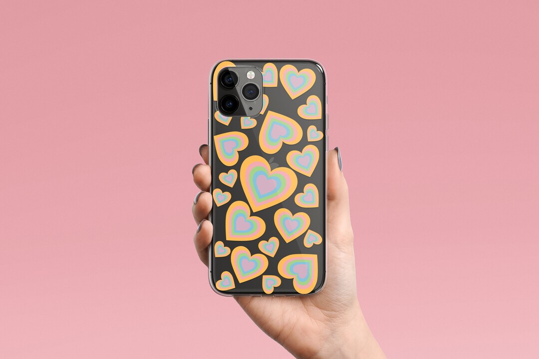RAINBOW HEART Clear Phone Case iPhone XR Case Cute Boho Chic Etsy