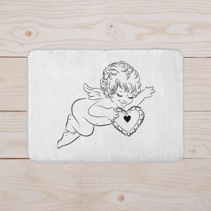 Cupid Floor Mat | Bathroom Rug | Kitchen Mat | Home Decor | Danish Pastel | Microfiber, Non-Slip Rugs | Apartment Decor