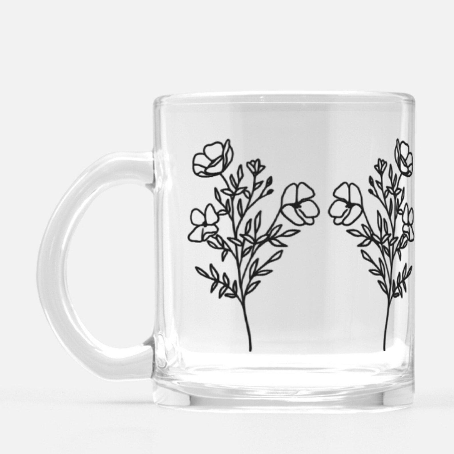 FLOWER STEM Glass Coffee & Tea Mug Etsy