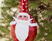 Santa Ornaments Handmade, Christmas Ornaments, Gourd Ornaments, Upcycled Christmas Ornaments, Santa Claus Figurine, St Nick Decoration