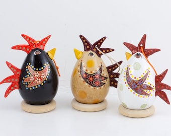 Chicken Ornament Set of 3 - Floral Design - Buff Orpington - Australorp - Leghorn