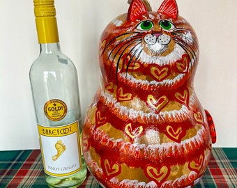 Gourd Art - Orange Tabby Cat  - Gourd Cat