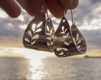 Nature Inspired Basket Sterling Silver Earrings