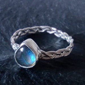 Labradorite braided 925 silver ring image 1