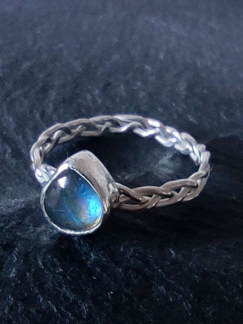 Labradorite braided 925 silver ring image 1