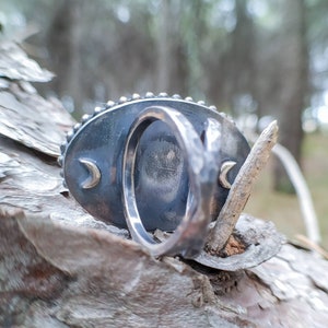 Sterling Silver Ring with Large Oval Moonstone Cabochon image 8