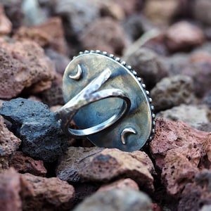 Sterling Silver Ring with Large Oval Moonstone Cabochon image 2