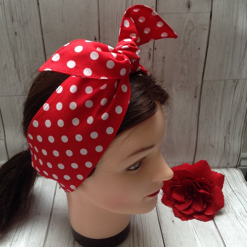 Wide Rosie the Riveter Retro Vintage Style Handmade Hair Wrap Etsy UK