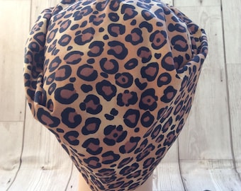 Vintage Style Retro Handmade Leopard Print Headscarf, Land