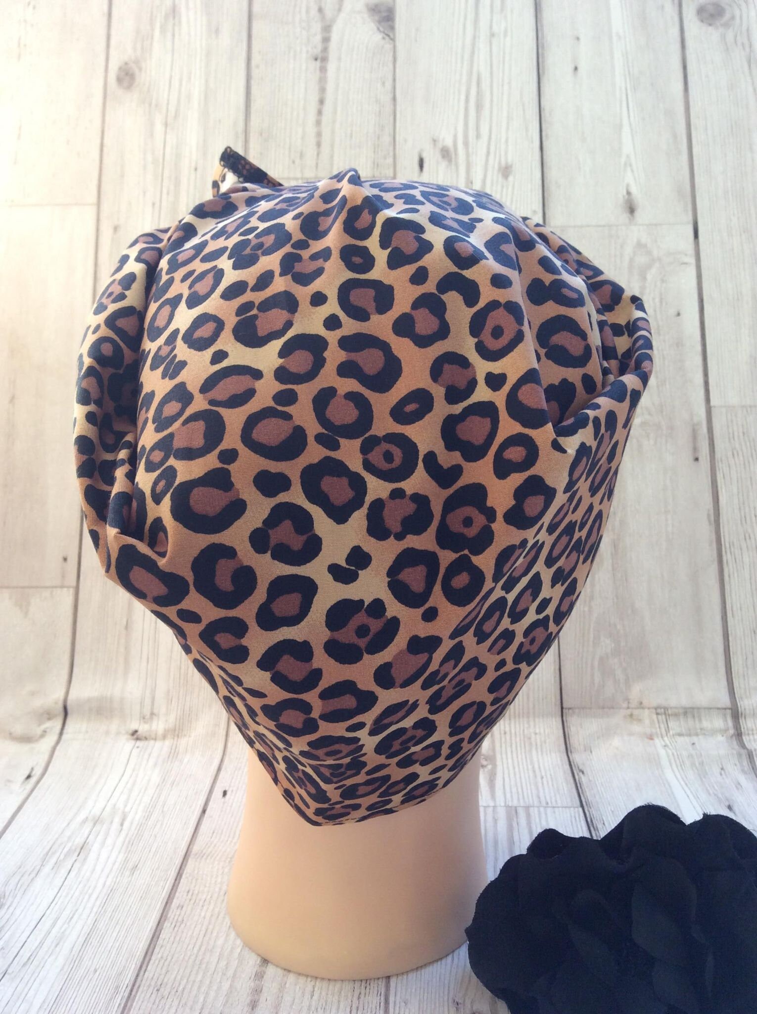 Vintage Style Retro Handmade Leopard Print Headscarf, Land