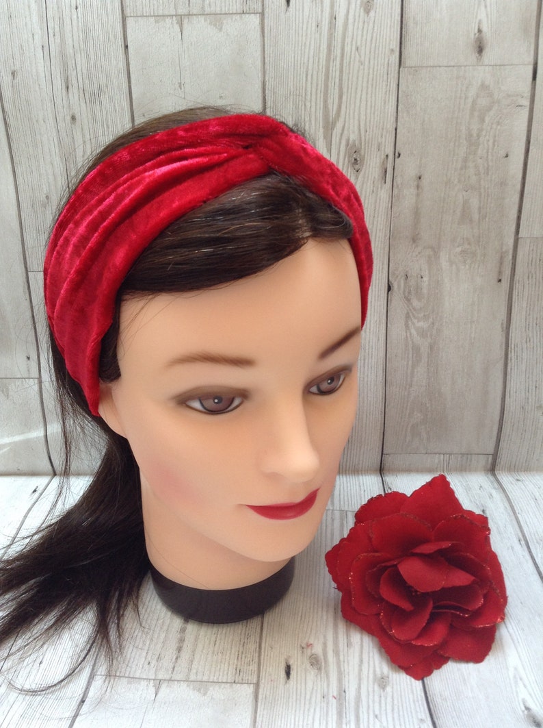 Red Velvet Twisty Turban 1940s Earwarmer Stretchy Vintage - Etsy