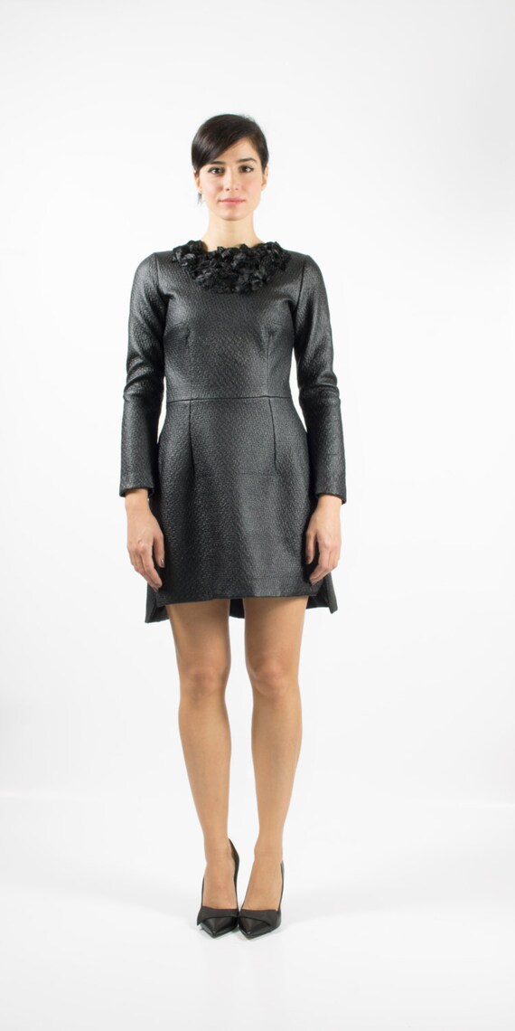 Women Dress Long Sleeve Dress Sexy Black Dress Flower Etsy
