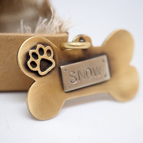 Dog Id Tag Personalized Dog Name Plate Handmade Pet Id Tag Etsy