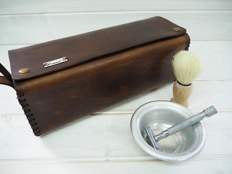 Men's Leather Toiletry Bag Personalized Literacy Basics