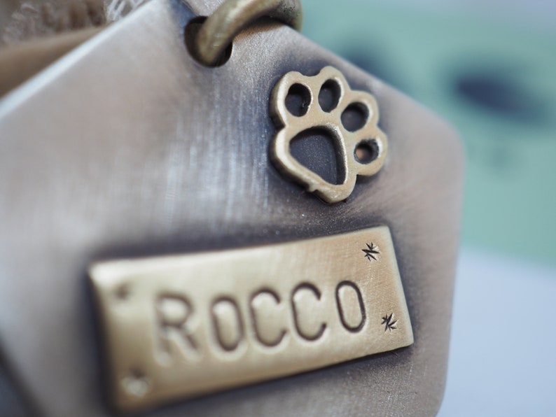 Dog Id Tag Personalized Dog Name Plate Handmade Pet Id Tag Etsy