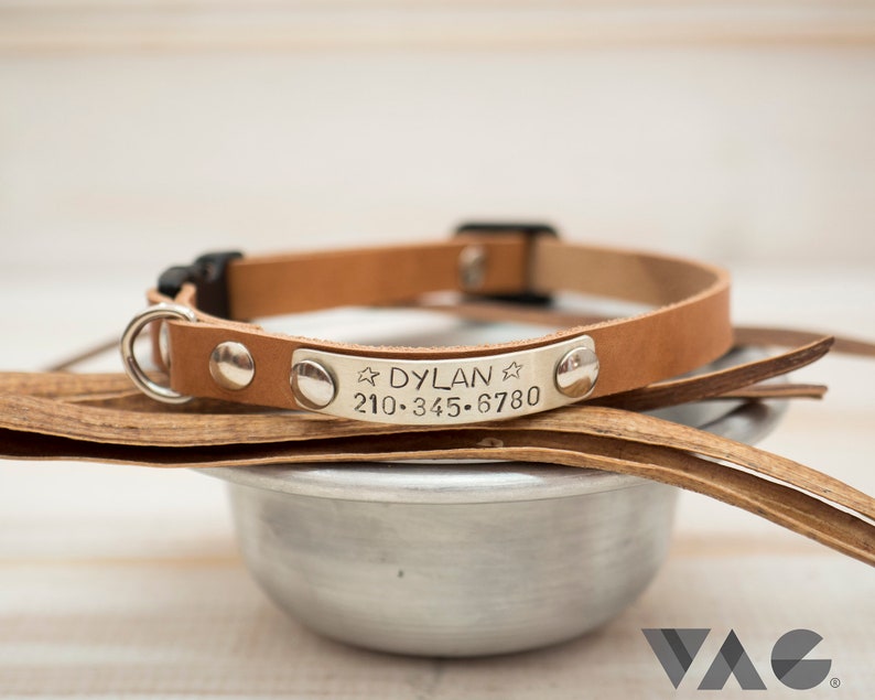 Small Dog Collar Cat Collar Leather Collar Breakaway Etsy