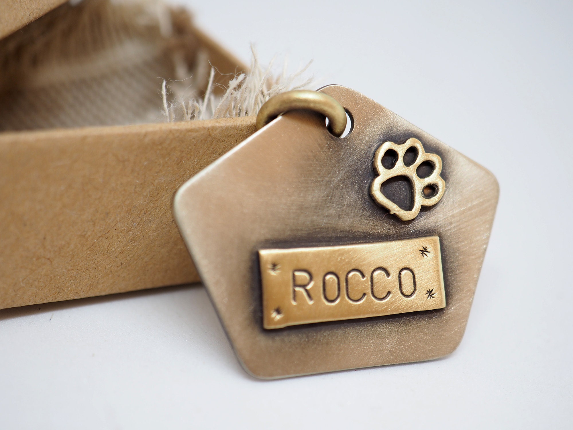 Étiquette d'identification de Chien, Plaque Personnalisée Nom Étiquette d'animal Compagnie Fait Main