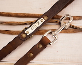 Dog Leash, Leather Dog Leash, Dog Leash Leather, Leather Dog Leash, Strong Leather Dog Leash, Personalized dog leash, Dog name plate.