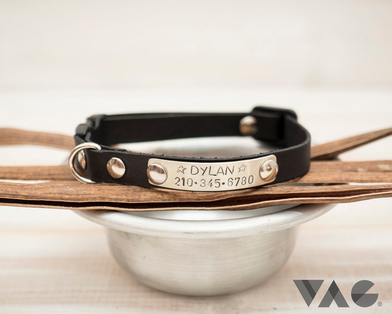 Small Dog Collar Cat Collar Leather Collar Breakaway Etsy