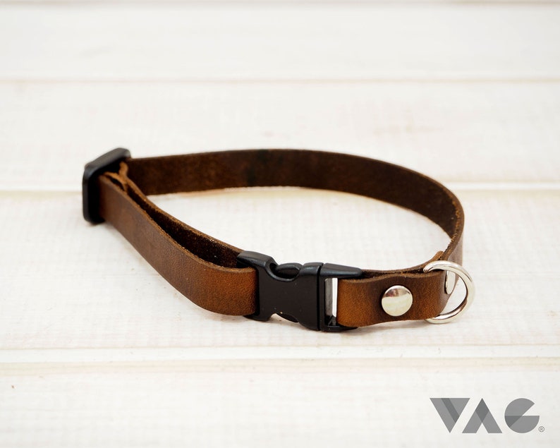 Small Dog Collar Cat Collar Leather Collar Breakaway Etsy