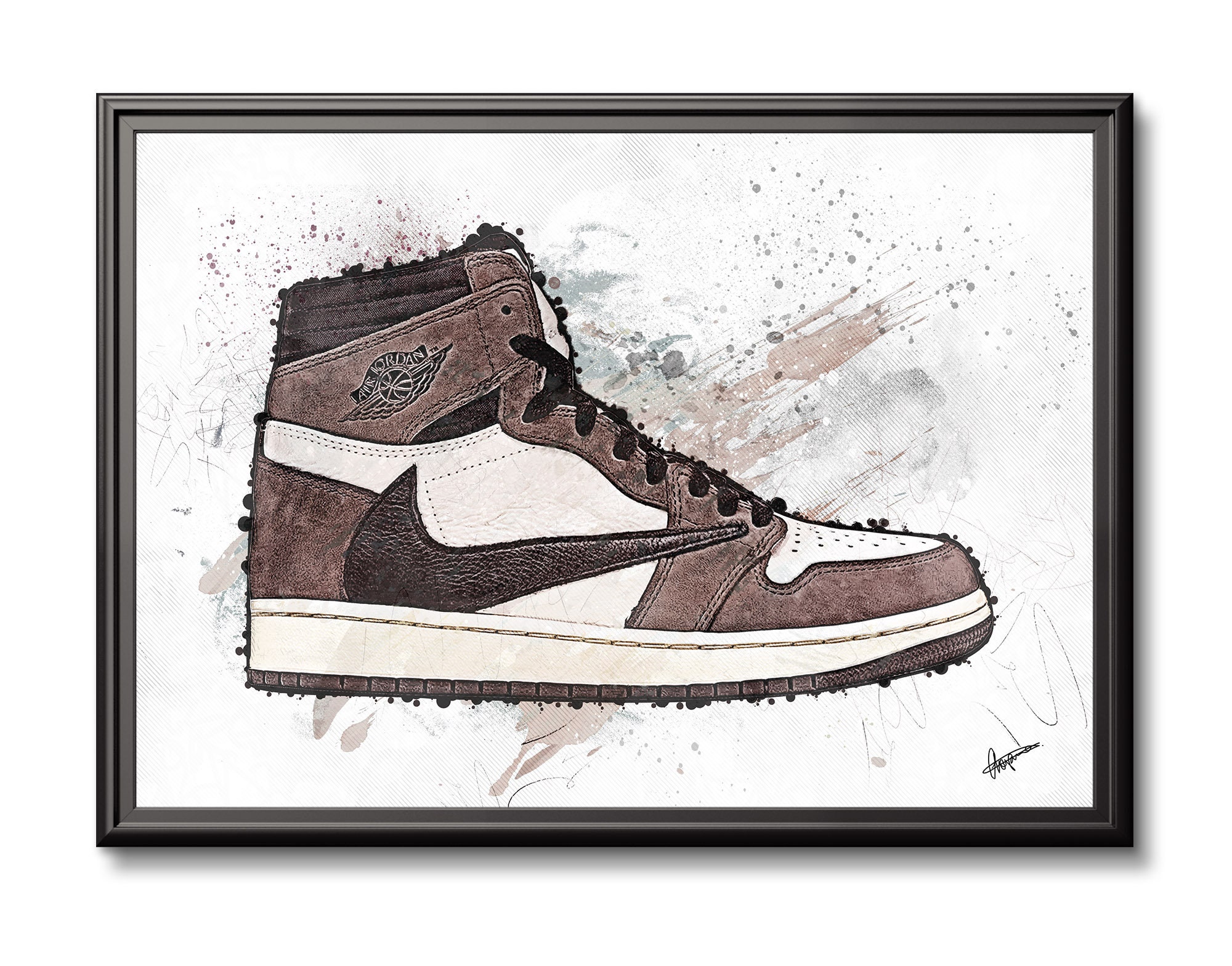 Travis Scott Mocha Air Jordan 1 Sneaker Print - Etsy Travis Scott Mocha Air Jordan 1 Sneaker Print - Etsy