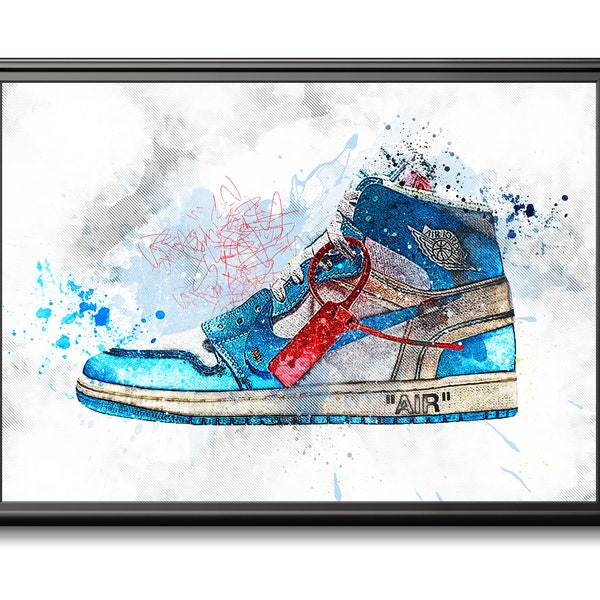 Off White Air Jordan Unc / Entraîneur / Sneaker Wall Art Print / Affiche Original Design