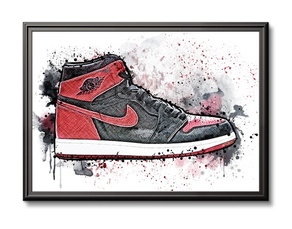 Air Jordan 1 Bred Retro Trainer Sneaker Wall Art Print Poster Original Design Etsy Canada