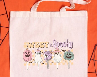 Sweet and Spooky Tote Bag, Halloween Trick or Treat Bag, Halloween Candy Bag, Reusable Trick or Treat, Halloween Party Gift, Library Tote