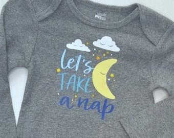 18 Month Baby Body Suit, Long Sleeve Gender Neutral Baby Shower Gift, Nap Time Theme Baby Top, Practical Baby Gift