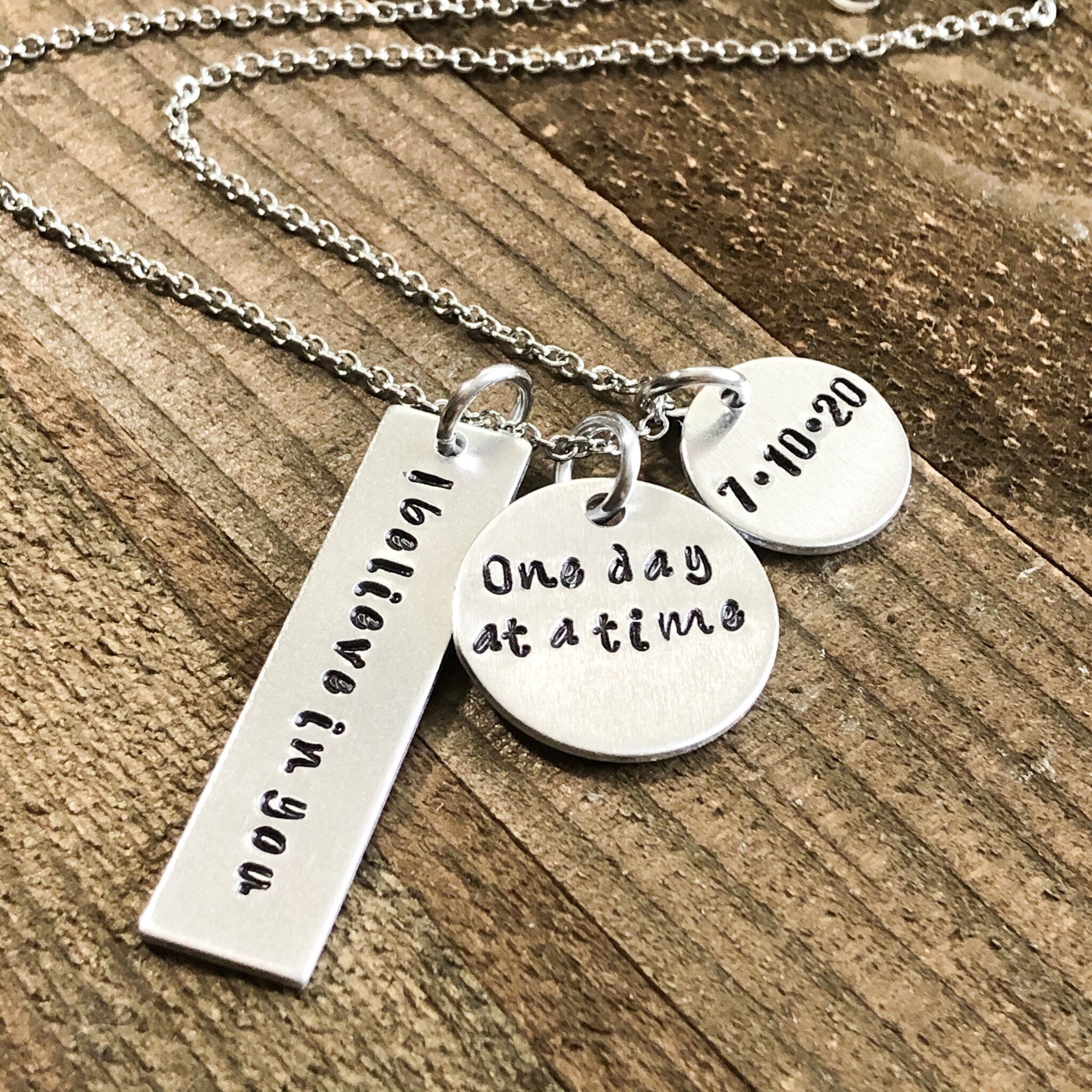 Sobriety gift sober anniversary date Sobriety necklace Etsy