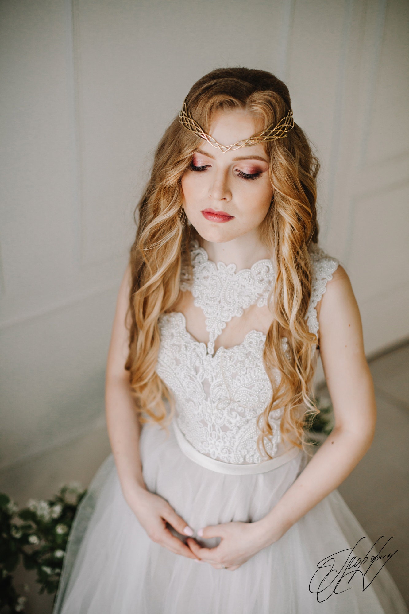 Wedding Diadem Bridal Elven Tiara Elven Crown Bridal Etsy